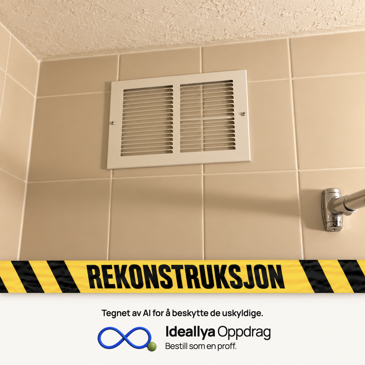 AI-rekonstruksjon: Flisemønsteret synes gjennom åpningene i ventilristen.