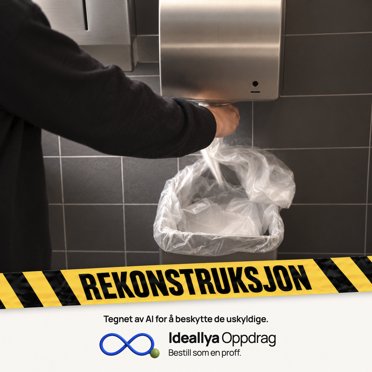AI-rekonstruksjon: Animasjonen viser håndtørking ved en våt vask.