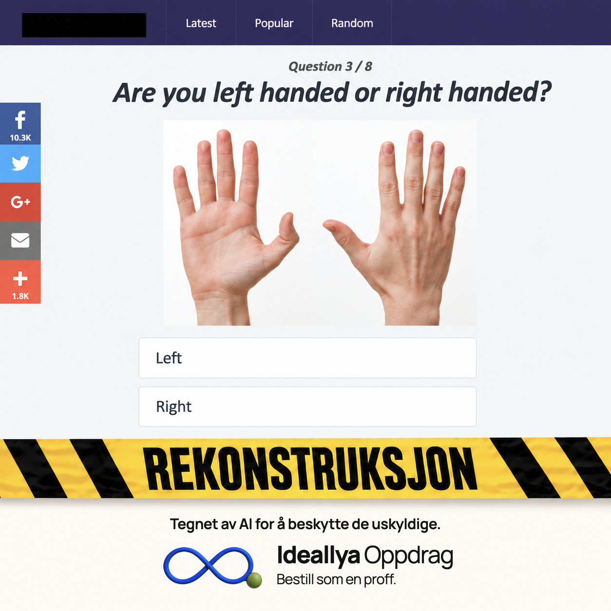 AI-rekonstruksjon: Et digitalt spørsmål om høyre- eller venstrehendt viser to høyrehender fra ulike sider.
